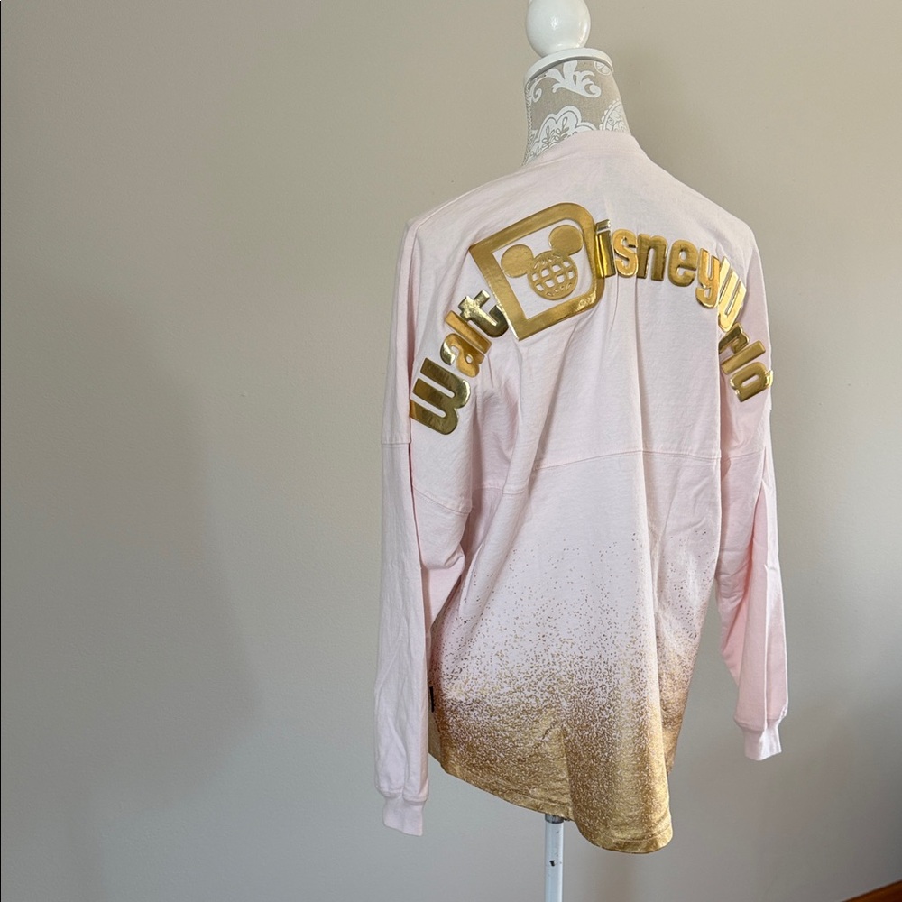 Disney World Spirit Jersey pale pink/gold Long Sleeve Tee sz M - Picture 3 of 17